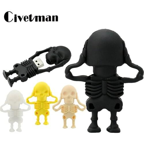 100% Real Capacity USB Flash Drives 8GB 16GB 32GB 64GB 128GB 256GB Fashion Creative Skull USB Flash Drive Memory Stick Pen Drive