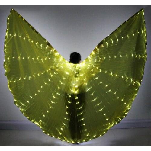 Womens Fiber Optic Costume Wings Egypt Belly Dance Isis Wings LED India Dancer Belly Dance Wings With Stick Colorful Wings