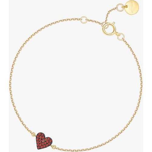 SLJELY Fashion Brand 925 Sterling Silver Yellow Gold Color Love Heart Bracelet Micro Cubic Zirconia for Women Gifts Fine Jewelry