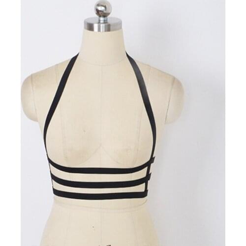 Summer style women Harness cage bra Handmade Knapsack type Gothic Harajuku sexy lingerie black Exotic Apparel body harness bra