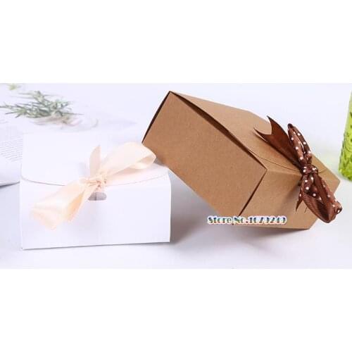 11.5*11.5*5cm White kraft paper box with ribbon, envelop paper gift box,food candy gift boxes.100pcs/lot
