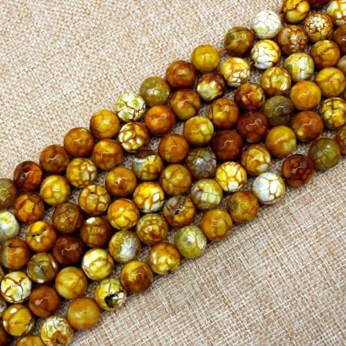 12mm Round Faceted Craceked Fire Agat Gem Stone Beads Spacer Strand 15"For Necklace Bracelets DIY Jewelry Making,Free Shipping