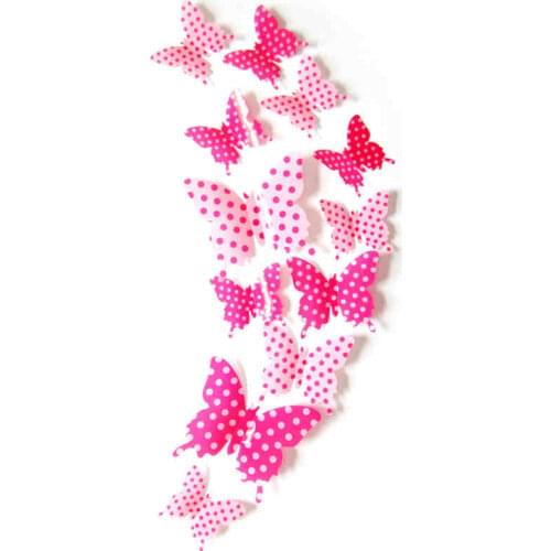 12Pcs/Set Pvc Mirror Butterfly Vintage Wall Sticker Bathroom Decor Flowers Wall Stickers For Kids Living Rooms Decals Poster L02