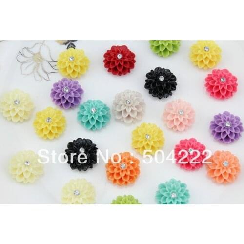 150pcs big mums flower chrysanthemum rhinestone crystal resin cabochon charm beads 20mm big mum flowers