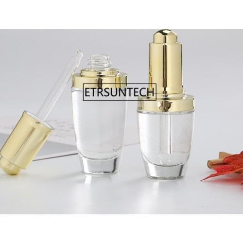 20ml 30ml clear glass Essential oil bottle serum bottles cosmetic packaging bottle with droppers F1951