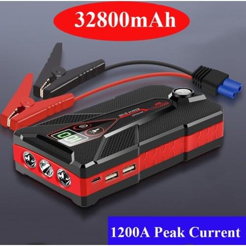 32800mAh Car Jump Starter Starting Device Battery Power Bank 12V 1200A Car Emergency Booster Car Charger Jump Starter Power Bank