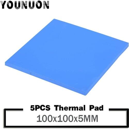 5PCS YOUNUON 100x100x5mm Thermal Pad 100x100mm 5mm thickness Silicone Thermal Pad Sheet Computer CPU Graphics Chip HeatSink