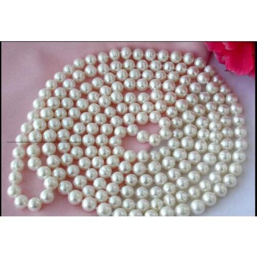 8-9mm 100% natural white round freshwater pearl necklace 50inch