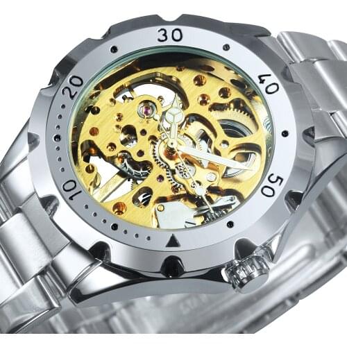 Steampunk Watches Mens 2021 Mechanical Skeleton Watch Men Luxury Brand Stainless Steel Strap Chic Wristwatch relógio masculino