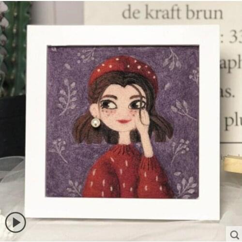 A girl, a girlfriend, a best friend wool needlepoint kit wool felt needle felting decoration craft needlecraft DIY ha