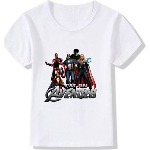 Marvel The Avengers Kids T-shirt Movie Characters & Cool Letters Print T Shirt Children Costumes Boys Girls Clothing Tops Tees