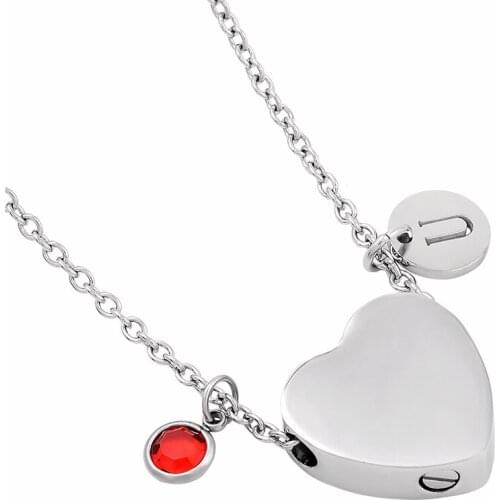 IJMD0024 Waterproof Smooth Floating Heart Stainless Steel Cremation Pendant for Ashes Urn Souvenir Keepsake Necklace Jewelry