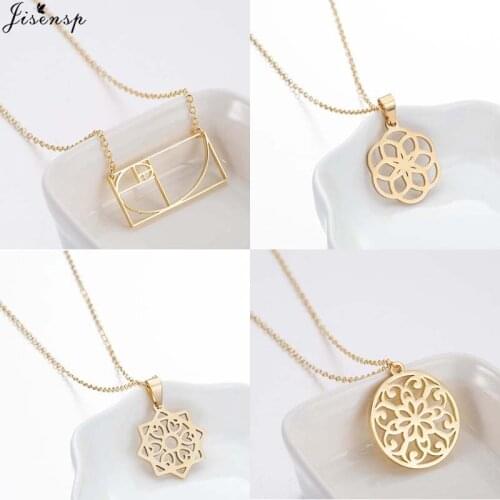 Jisensp Unique Mathematics Golden Ratio Pendant Necklace Geometric Choker Necklace Fashion Jewelry for Women Students Best Gift