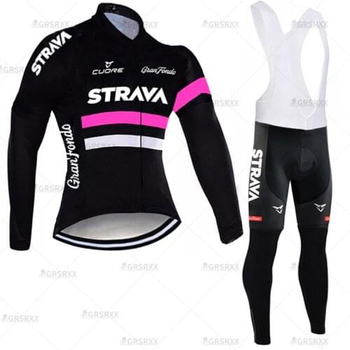 STRAVA Long Sleeves Females Cycling Jersey Set Spring Sportswear Team Bike Race Clothes Anti-UV MTB Bike Bicycle Clothing Suit