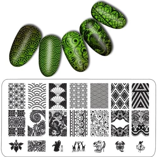 Laced All Series Metal nail art Stamping Image Konad Plate Print Nail Art Template Symmetrical Lace image animals BC04