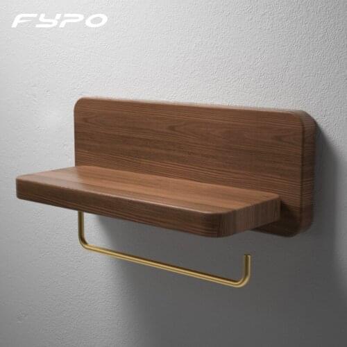 Fypo Kitchen Roll Paper Holder Wall Mount Toilet Paper Holder Bathroom Accessories Wood Paper Roll Shelf Tissue Storage Hanger