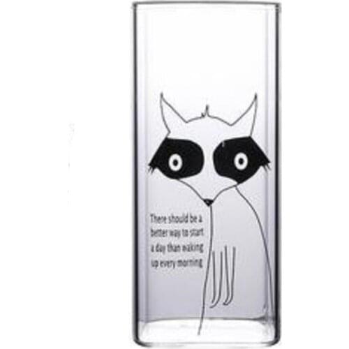 Fashion Cute Cartoon Square Glass Single Layer Home Coffee Office Glass Juice Drink Cup Kitchen Dining Accessories