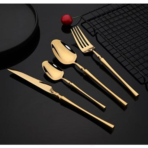 3/4Pcs Gold Dinnerware 304 Stainless Steel Flatware Cutlery Set Western Food Silverware Tableware Fork Spoon Knife Drop Shipping