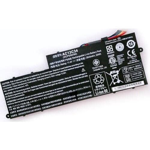 Original 2640mAh AC13C34 For Acer Aspire V5-122P V5-132 E3-111 E3-112 ES1-111M MS237 KT.00303.005 11.4V 30WH Laptop Battery