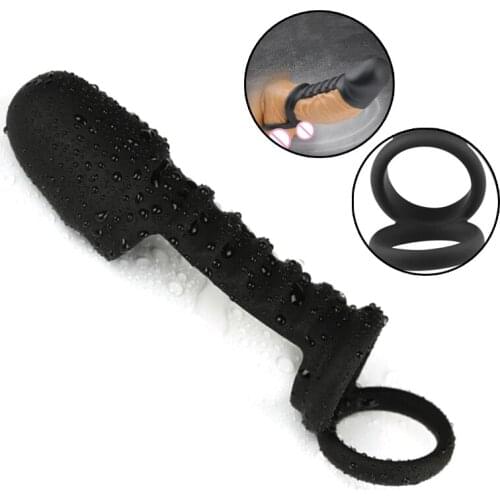 Durable Dual Penis Sleeve Cock Ring Condoms For Men Penis Rings Delay Glans Extender Extended Sex Toys Adult Products Sex Shop