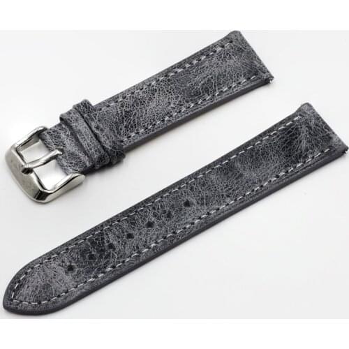 High Quality Retro Watch Strap Band 18mm 20mm 22mm 24mm Leather Watchbands Gray Black Brown Blue for Men Watch Accessories