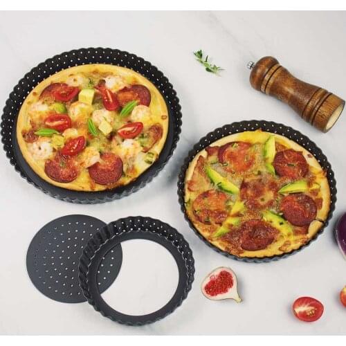 5'' 8'' 9'' Honeycomb Design Removable Bottom Pizza Pan With Thickened Carbon Steel Non-stick Baking Mold For Home And Kitchen
