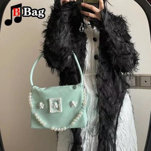 Womens Girl shoulder bag Baroque Vintage single Handbag female Pearl chain underarm Bag messenger bag Satchel