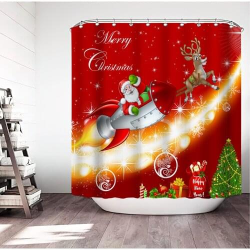 Merry Christmas Series Santa Claus Snowman Shower Curtain Waterproof Bathroom Decoration Home Decoration