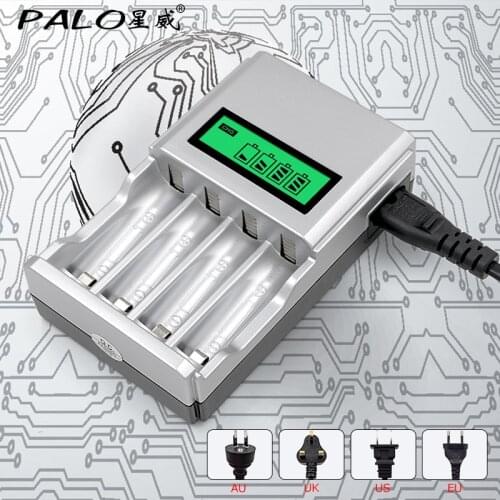 PALO C903W 1.2V 4 Slots LCD Display li-ion Battery Charger for AA/AAA NiCd NiMh Rechargeable Batteries