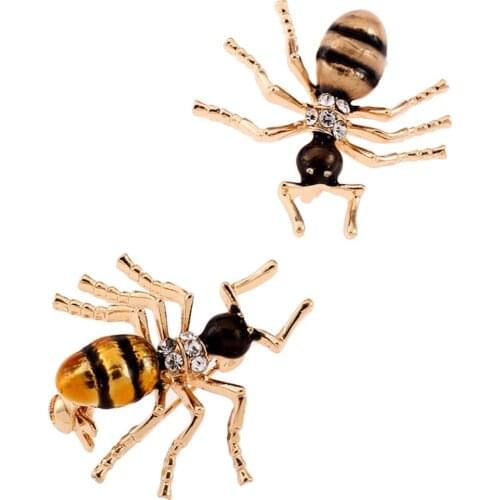Gold-color Men Shirt Collar Clothes Enamel pin Jewelry Lively Fire Ants Brooch Animal Corsage Pins Kids Women Gifts #275007