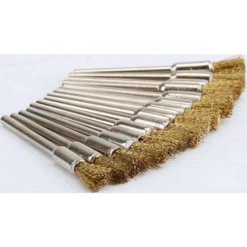 15Pcs 5mm Pen Cleaning Polishing Metal Rust Brush Copper Wire Brushes Polishing Wheel Brush for Dremel Rotary Tool 3.17mm Shank