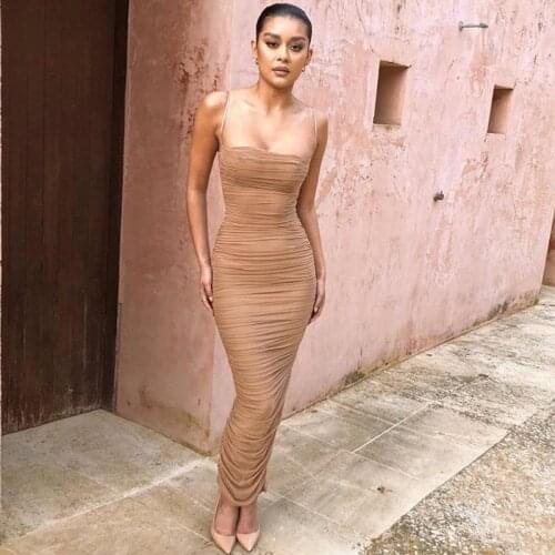 2021 summer and autumn super sexy hanging neck pleated skirt dress