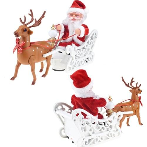 2021 Santa Claus Doll Elk Sled Electric Car With Music Children Kids Home Decor Gifts Gifts Cute Christmas Santa Climbs Chimney