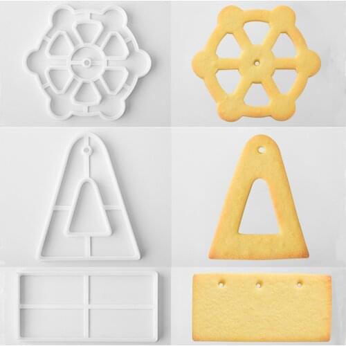 3pcs/set 3d Wind Flower Ferris Wheel Cookie Cutter Fondant Cake Baking Tool Mold Cake Decor Embossed Molds Baking Pastry Mold