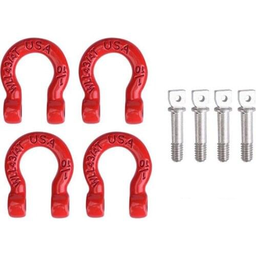 4Pcs Red Metal Bumper D-Ring Tow Hook for 1/10 RC Crawler Car Traxxas TRX-4 Axial SCX10 90046 D90