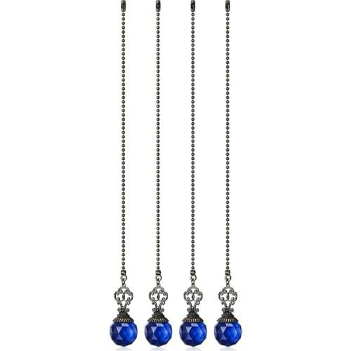 4PCS Ceiling Fan Zippers Retro Ceiling Fan Chain Extender Ornament with Ball Fan Chain for Ceiling Fan
