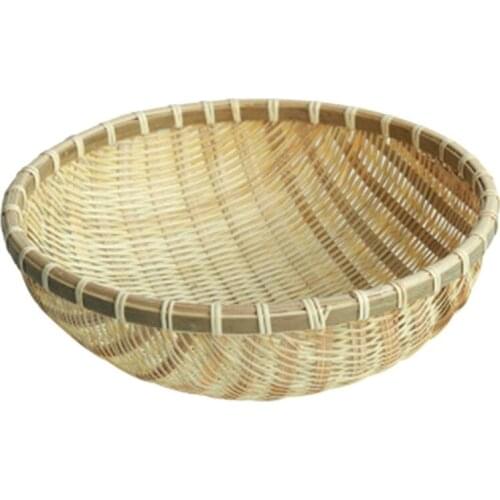 Handmade Bamboo Weaving Round Storage Basket Fruit Dish Rattan Bread Basket For Kitchen Food Picnic Bread Storage Basket