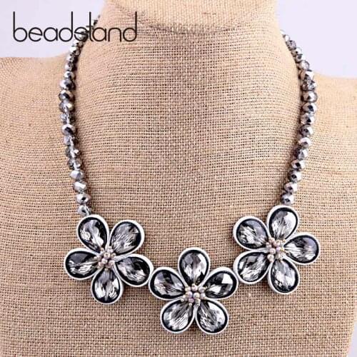 Beadsland Alloy Shine Acrylic Beads Flower Design Fashion Bohemia Jewelry Woman Girl Party Gift 35109