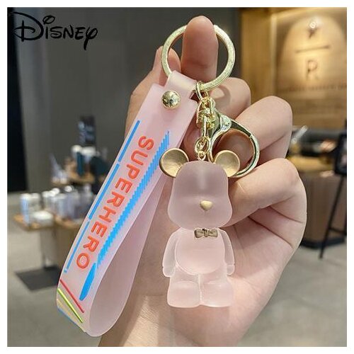 Disney Cartoon Strawberry Bear Crystal Keychain Female Cute Nordic Bear Key Pendant Cartoon Keychain Couple Gift