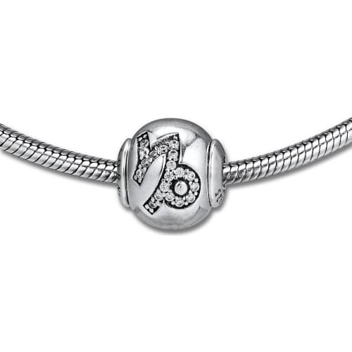Fits Pandora Essence Bracelet DIY Beads Capricorn Essence Charms with Clear Cubic Zirconia 925 Sterling Silver Jewelry FE051