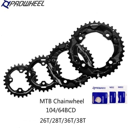 PROWHEEL 104BCD/64BCD Chainring MTB Chainwheel Bicycle Chain Wheel Double Sprockets 26T 28T 36T 38T Mountain Bike Parts Crankset