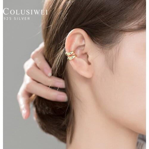 Colusiwei Hot Sale 925 Sterling Silver C Shape Clips Earring for Women Simple Geometric Earring Fine Jewelry Without Pierced Ear