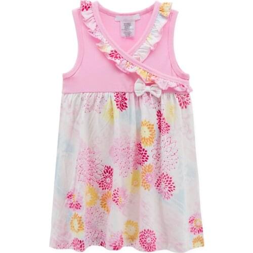 Kavkas Newborn Baby Girls Skirt Bamboo Flower Printed Sleeveless Summer Girl Clothes 1-4 year Children Clothing