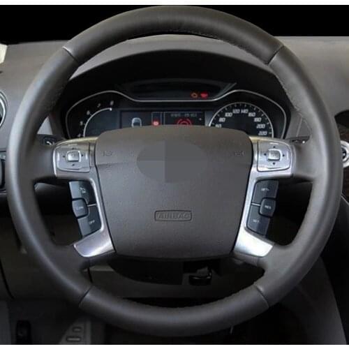 DIY Black Artificial Leather Wear-Resistant And Breathable Car Steering Wheel Cover For Ford Mondeo Mk4 2007-2012 S-Max 2008