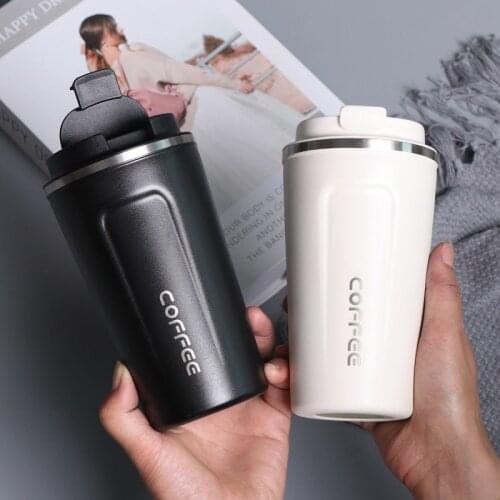 380ml/510ml Double Layer Coffee Cup Stainless Steel Mug With Lid Thermal Water Juice Tea Drinking Cups Metal Dinkware
