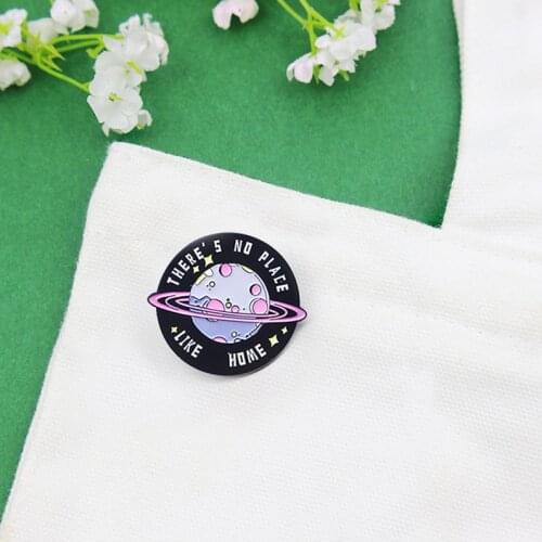 Theres no place like home star Enamel Brooch Hula hoop moon is my home Round earth Lapel Pin Backpack jackets punk Badge
