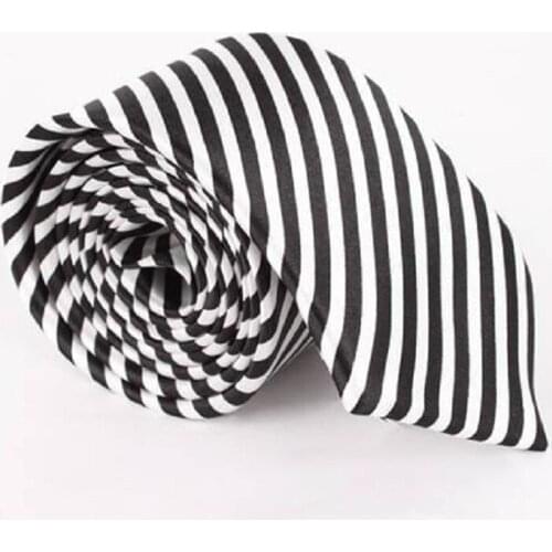 2019 stripe polyester narrow skinny neck tie slim ties for men