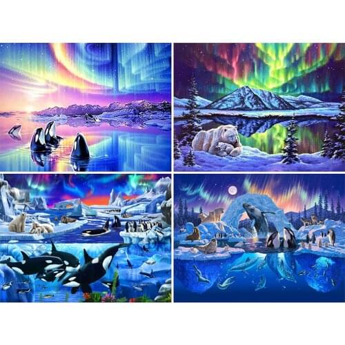 KAMY YI Animal Whale Glacier Polar Region Diamond Painting Cross Stitch 5D Diy Full Diamond Embroidered Mosaic Home Decoration