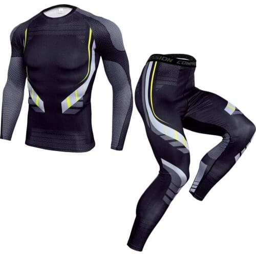 2019 New Quick Dry Camouflage Mens Running Sets Compression Sports Suits Skinny Tights Clothes Gym Fitness Camo Sportswear