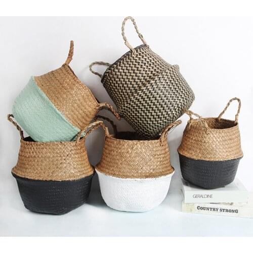 Garden Seagrass Baskets Bamboo Storage Baskets Laundry Wicker Hanging Flower Pot Dried Flower Home Pot Panier Osier Basket